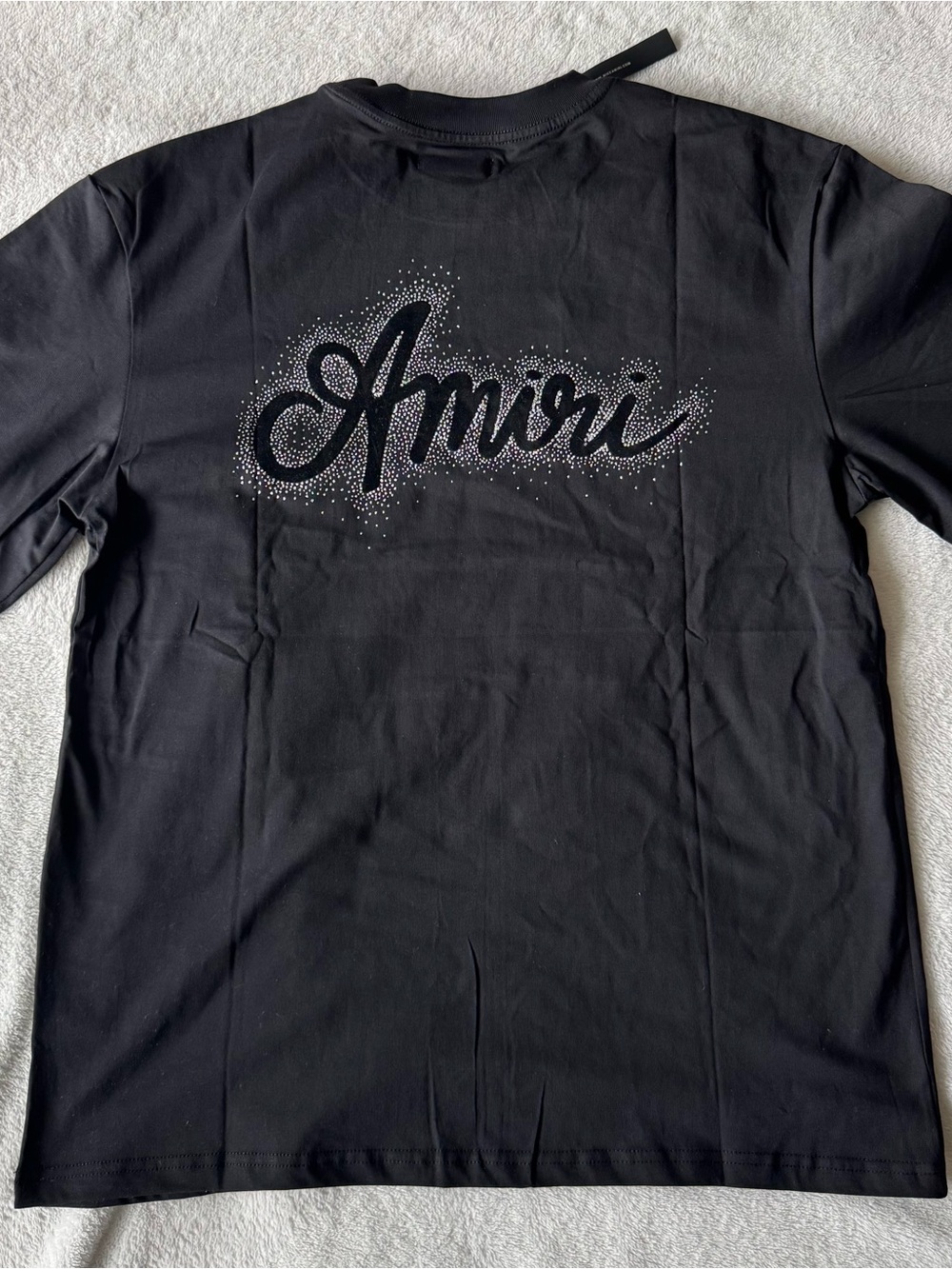 AMIRI Black Short-Sleeve Tee with Crystal Script Logo